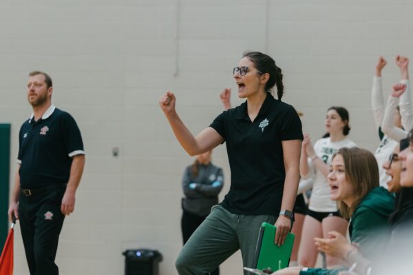 Rebecca coaching Volleyball at Trent University