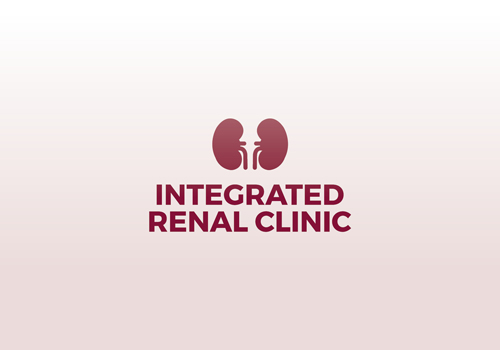 Kidney drawing and text saying "integrated renal clinic"